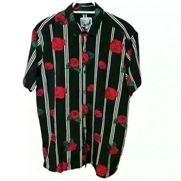 Other - Fresh Prints of Bel Air Shirt Mens Medium Button Up Floral Rose Stretch